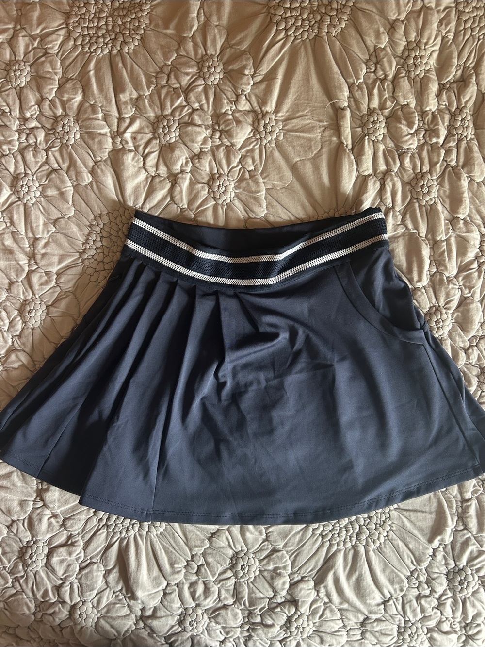 FP Movement by Free People Navy Circle Skirt with Striped Waistband